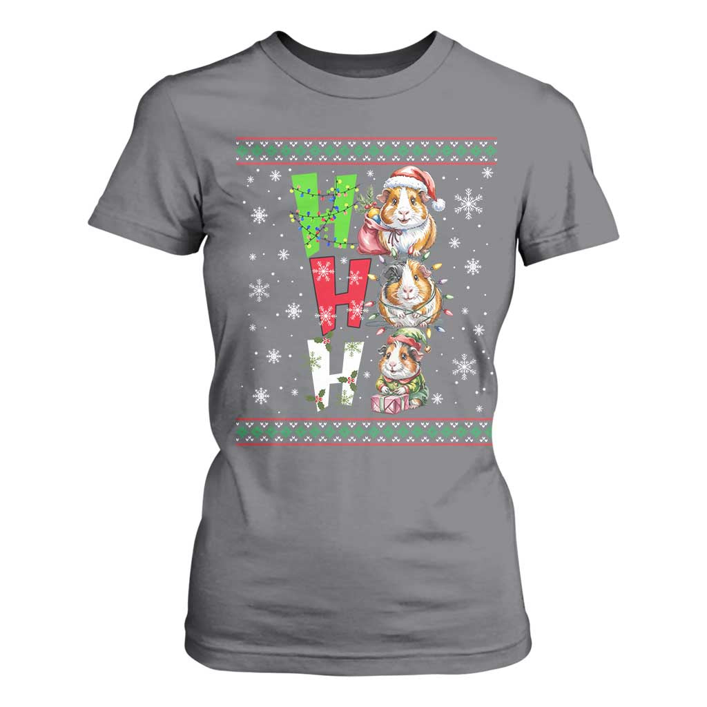 Funny Guinea Pig Ho Ho Ho Ugly Christmas Sweater T Shirt For Women Cute Pet Lover TS12 Charcoal Print Your Wear