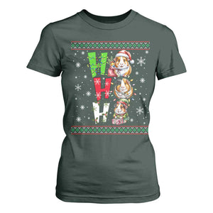 Funny Guinea Pig Ho Ho Ho Ugly Christmas Sweater T Shirt For Women Cute Pet Lover TS12 Dark Forest Green Print Your Wear