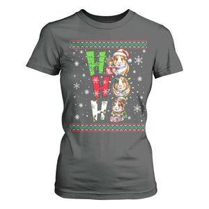 Funny Guinea Pig Ho Ho Ho Ugly Christmas Sweater T Shirt For Women Cute Pet Lover TS12 Dark Heather Print Your Wear
