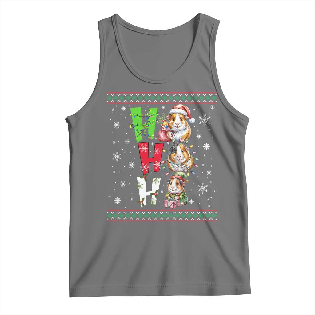 Funny Guinea Pig Ho Ho Ho Ugly Christmas Sweater Tank Top Cute Pet Lover TS12 Black Heather Print Your Wear