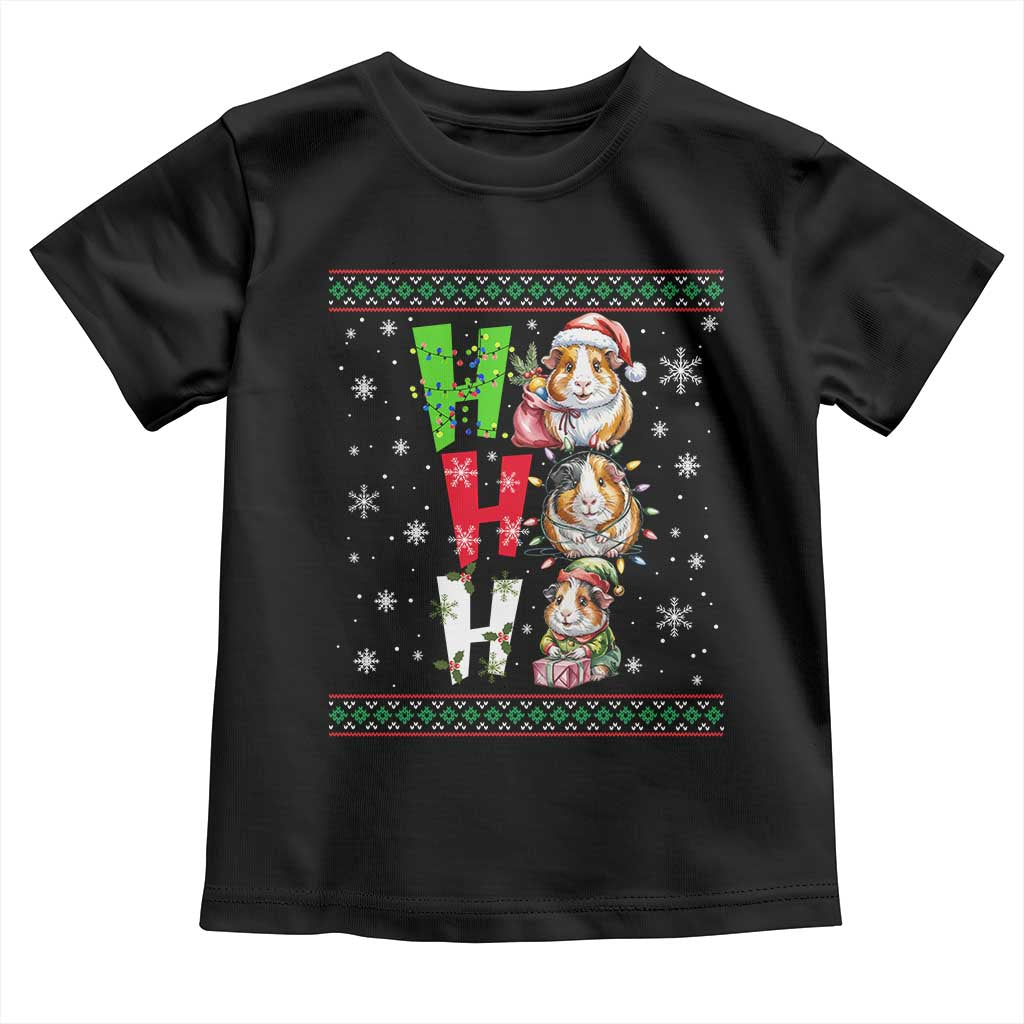 Funny Guinea Pig Ho Ho Ho Ugly Christmas Sweater Toddler T Shirt Cute Pet Lover TS12 Black Print Your Wear