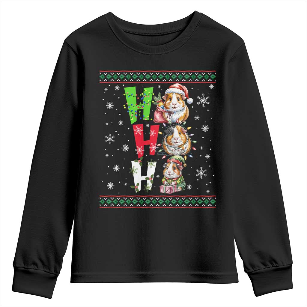 Funny Guinea Pig Ho Ho Ho Ugly Christmas Sweater Youth Sweatshirt Cute Pet Lover TS12 Black Print Your Wear
