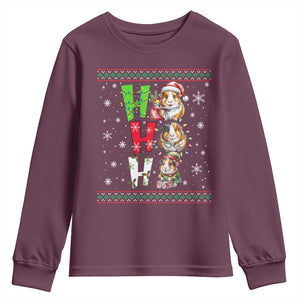 Funny Guinea Pig Ho Ho Ho Ugly Christmas Sweater Youth Sweatshirt Cute Pet Lover TS12 Maroon Print Your Wear