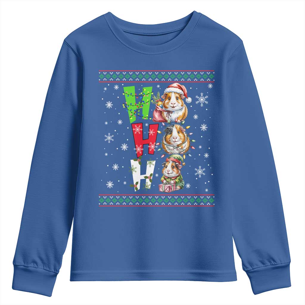 Funny Guinea Pig Ho Ho Ho Ugly Christmas Sweater Youth Sweatshirt Cute Pet Lover TS12 Royal Blue Print Your Wear