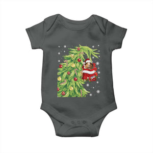 Funny Christmas Guinea In Green Hand Naughty Baby Onesie Cute Pet Lover Gift TS12 Dark Heather Print Your Wear