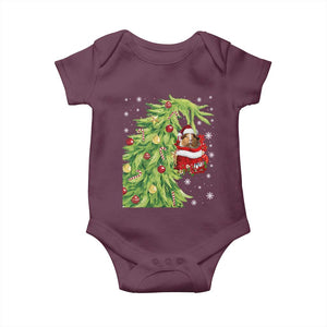 Funny Christmas Guinea In Green Hand Naughty Baby Onesie Cute Pet Lover Gift TS12 Maroon Print Your Wear