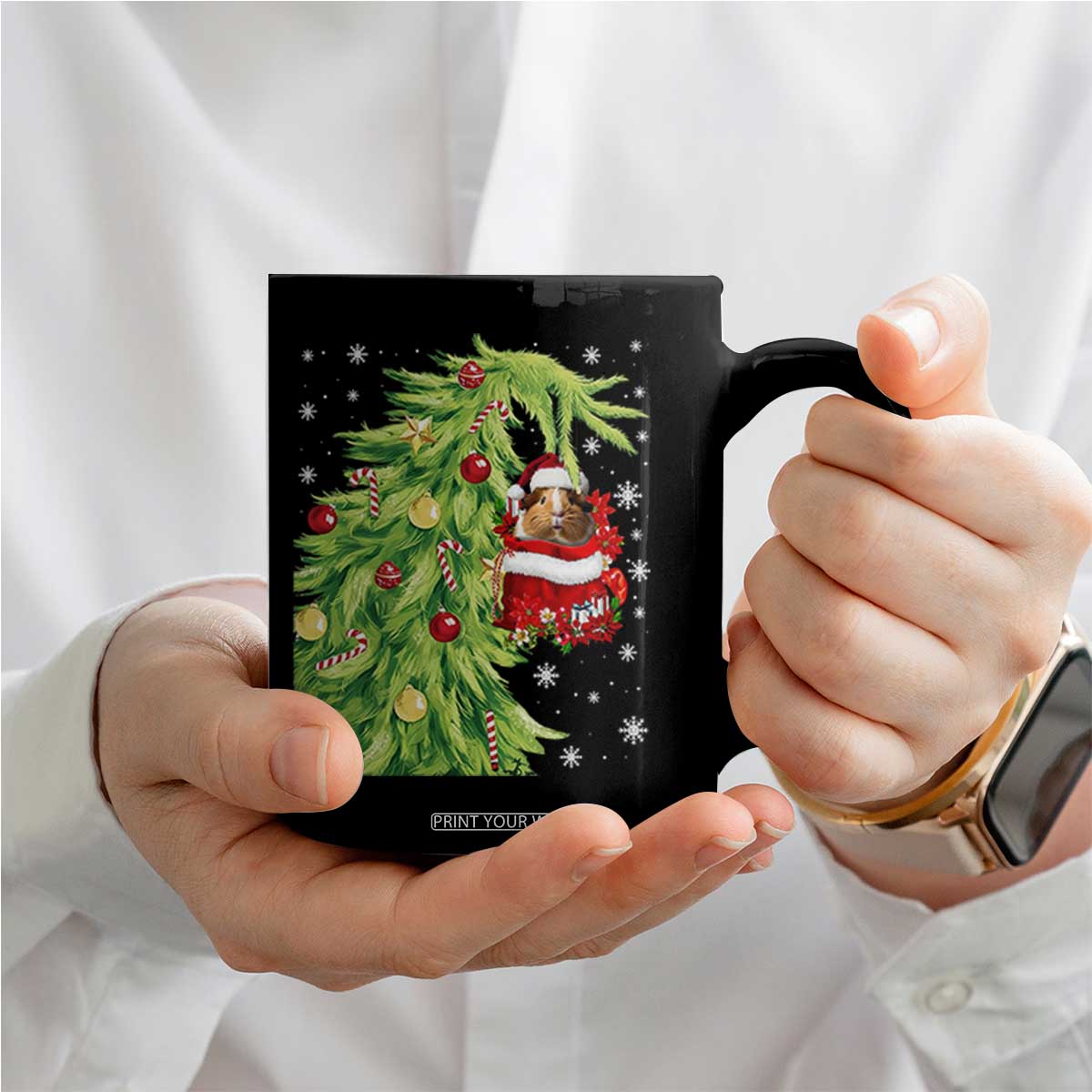 Funny Christmas Guinea In Green Hand Naughty Coffee Mug Cute Pet Lover Gift TS12 Print Your Wear