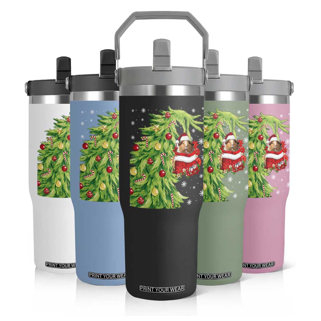 Funny Christmas Guinea In Green Hand Naughty Flip Straw Tumbler Cute Pet Lover Gift TS12 Print Your Wear