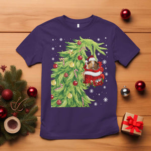 Funny Christmas Guinea In Green Hand Naughty T Shirt Cute Pet Lover Gift TS12 Purple Print Your Wear