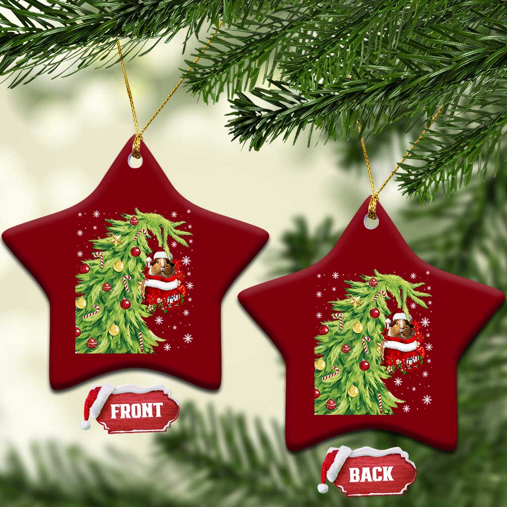 Funny Christmas Guinea In Green Hand Naughty Ceramic Ornament Cute Pet Lover Gift TS12 Print Your Wear