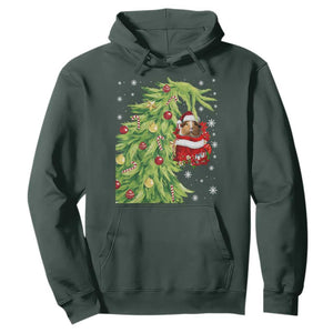 Funny Christmas Guinea In Green Hand Naughty Hoodie Cute Pet Lover Gift TS12 Dark Forest Green Print Your Wear
