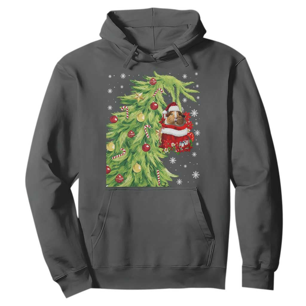 Funny Christmas Guinea In Green Hand Naughty Hoodie Cute Pet Lover Gift TS12 Dark Heather Print Your Wear