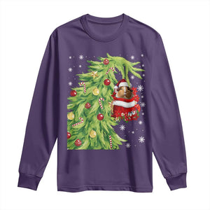 Funny Christmas Guinea In Green Hand Naughty Long Sleeve Shirt Cute Pet Lover Gift TS12 Purple Print Your Wear
