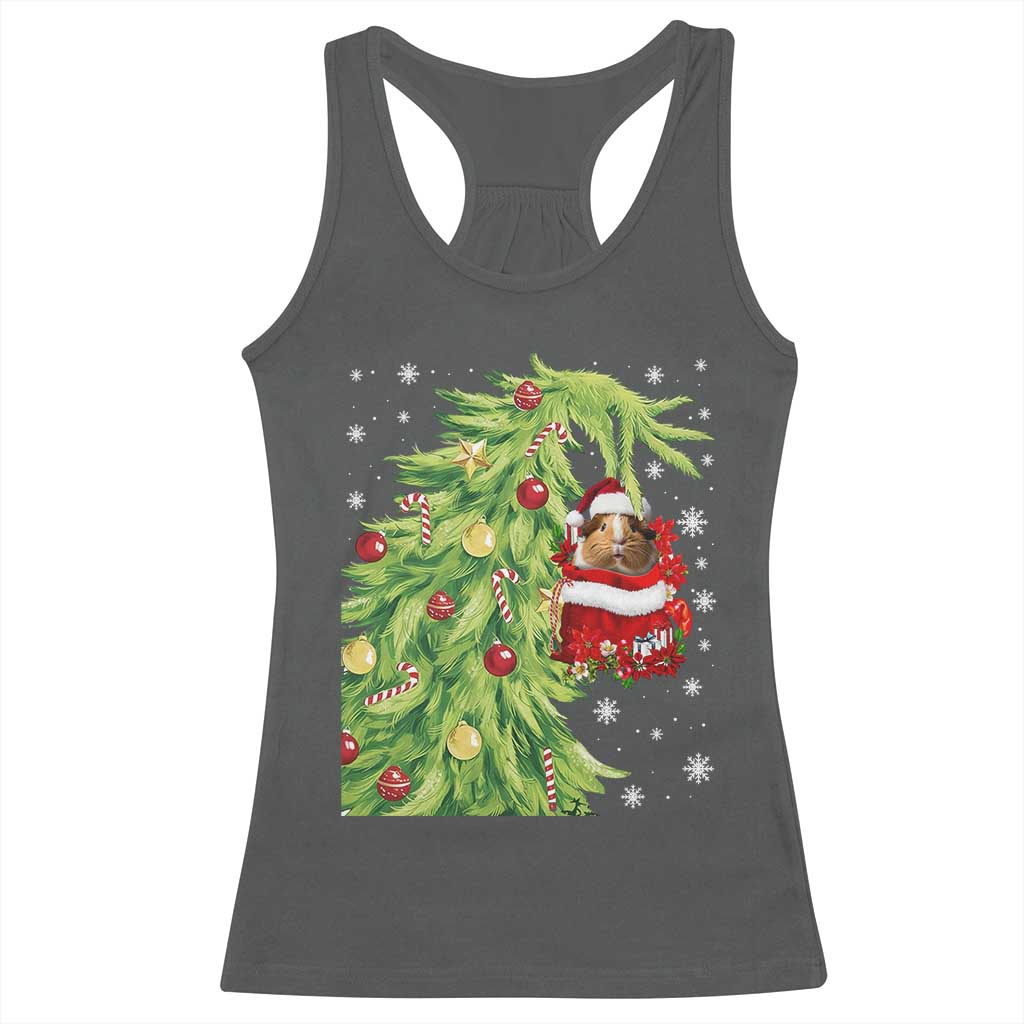 Funny Christmas Guinea In Green Hand Naughty Racerback Tank Top Cute Pet Lover Gift TS12 Dark Heather Print Your Wear