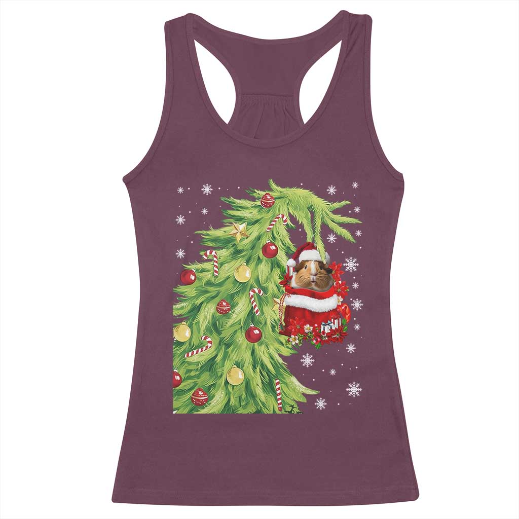 Funny Christmas Guinea In Green Hand Naughty Racerback Tank Top Cute Pet Lover Gift TS12 Maroon Print Your Wear