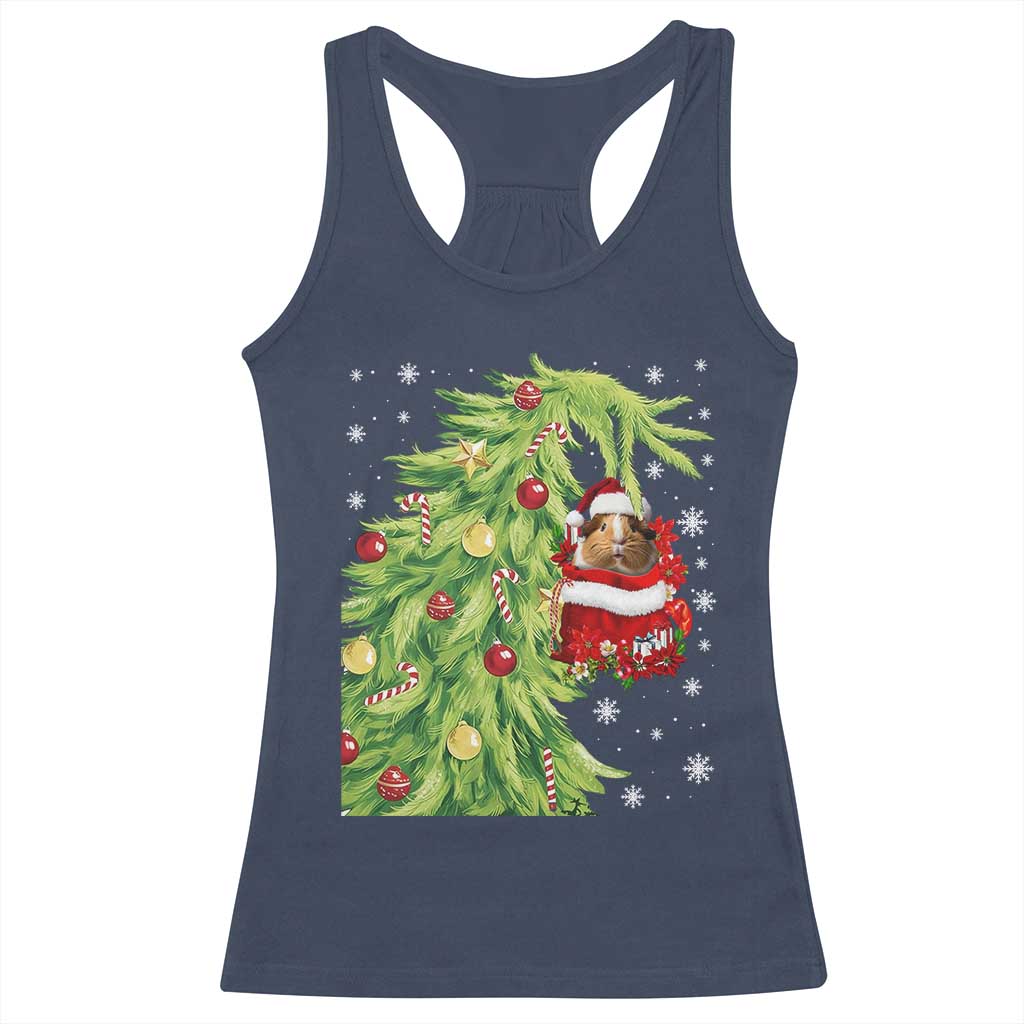 Funny Christmas Guinea In Green Hand Naughty Racerback Tank Top Cute Pet Lover Gift TS12 Navy Print Your Wear