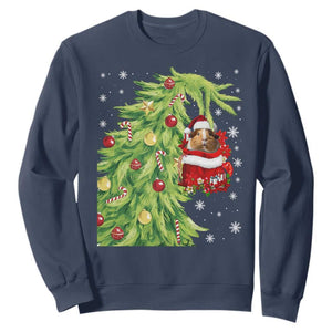 Funny Christmas Guinea In Green Hand Naughty Sweatshirt Cute Pet Lover Gift TS12 Navy Print Your Wear