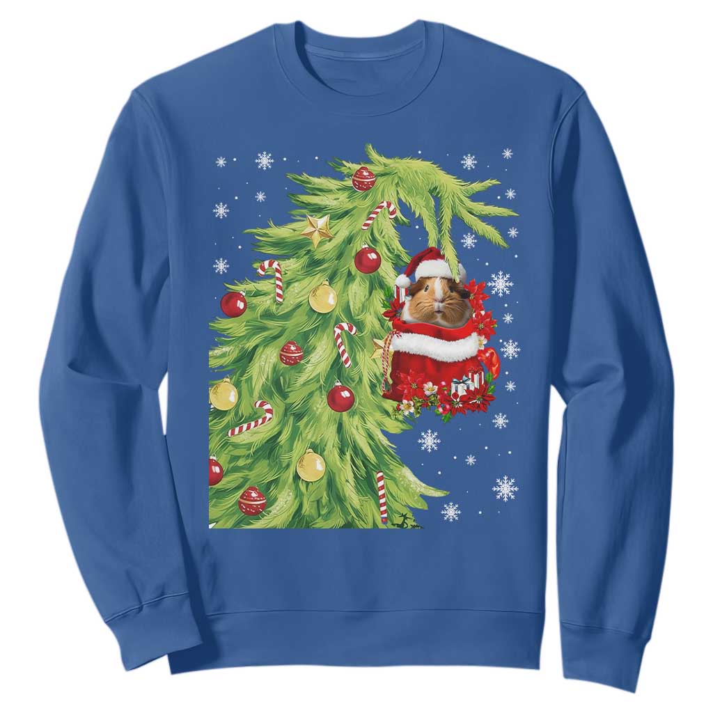 Funny Christmas Guinea In Green Hand Naughty Sweatshirt Cute Pet Lover Gift TS12 Royal Blue Print Your Wear