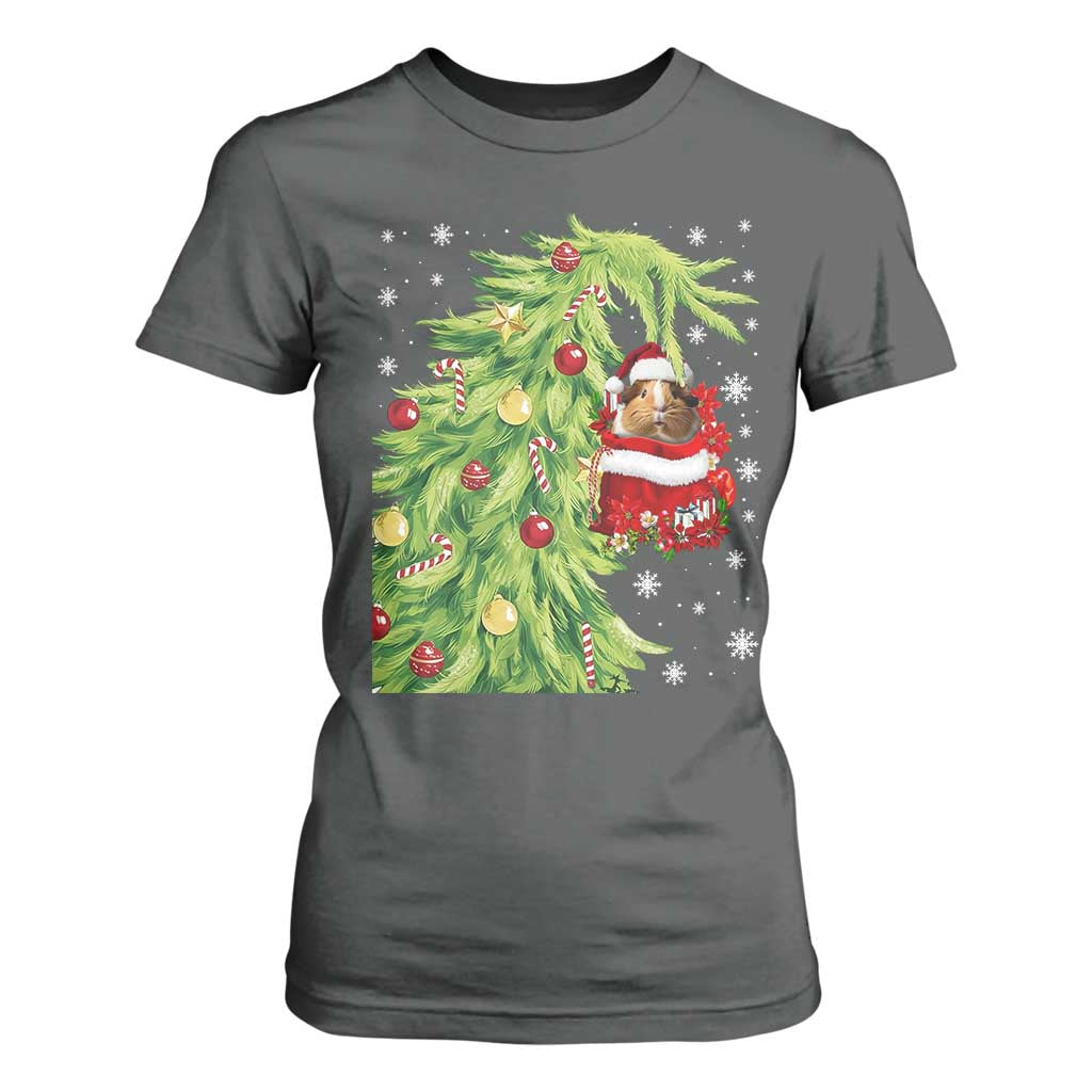 Funny Christmas Guinea In Green Hand Naughty T Shirt For Women Cute Pet Lover Gift TS12 Dark Heather Print Your Wear