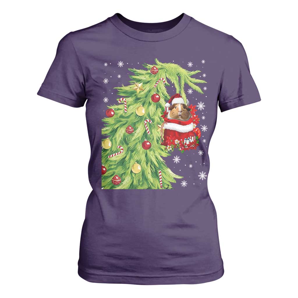 Funny Christmas Guinea In Green Hand Naughty T Shirt For Women Cute Pet Lover Gift TS12 Purple Print Your Wear