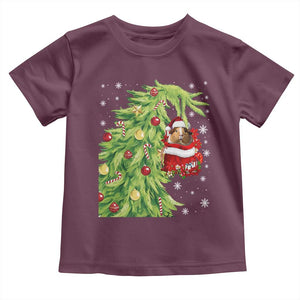 Funny Christmas Guinea In Green Hand Naughty Toddler T Shirt Cute Pet Lover Gift TS12 Maroon Print Your Wear