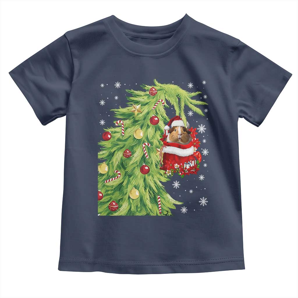 Funny Christmas Guinea In Green Hand Naughty Toddler T Shirt Cute Pet Lover Gift TS12 Navy Print Your Wear