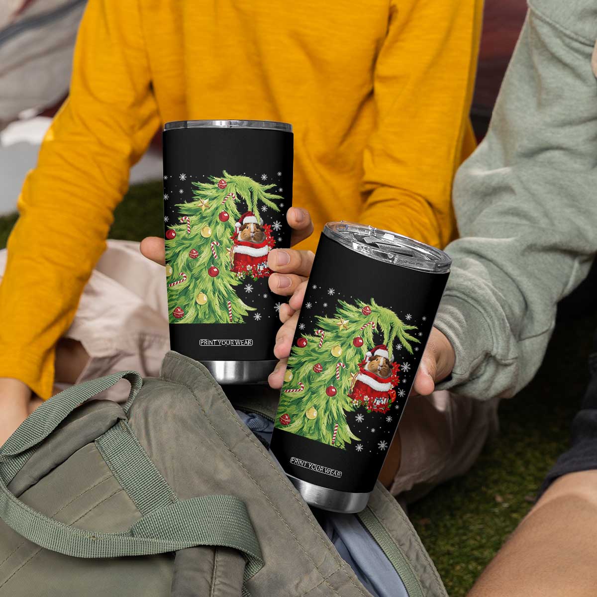 Funny Christmas Guinea In Green Hand Naughty Tumbler Cup Cute Pet Lover Gift TS12 Print Your Wear