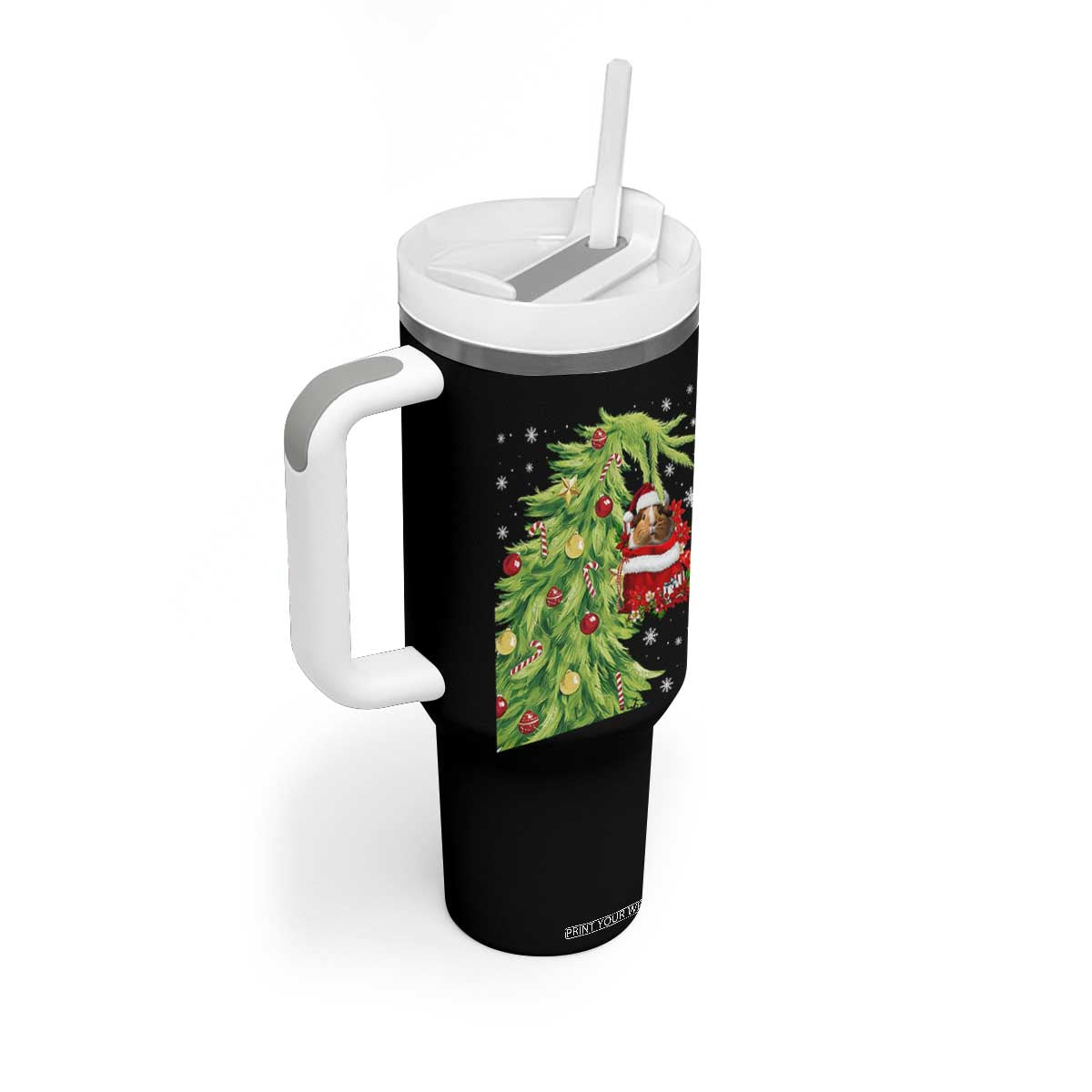 Funny Christmas Guinea In Green Hand Naughty Tumbler With Handle Cute Pet Lover Gift TS12 Print Your Wear