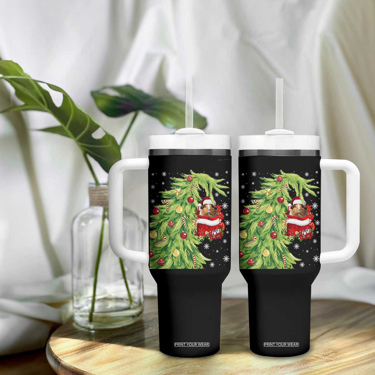 Funny Christmas Guinea In Green Hand Naughty Tumbler With Handle Cute Pet Lover Gift TS12 Print Your Wear