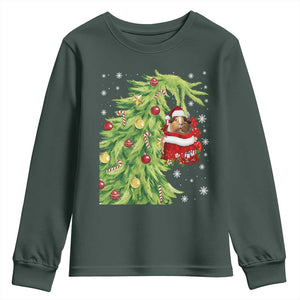 Funny Christmas Guinea In Green Hand Naughty Youth Sweatshirt Cute Pet Lover Gift TS12 Dark Forest Green Print Your Wear
