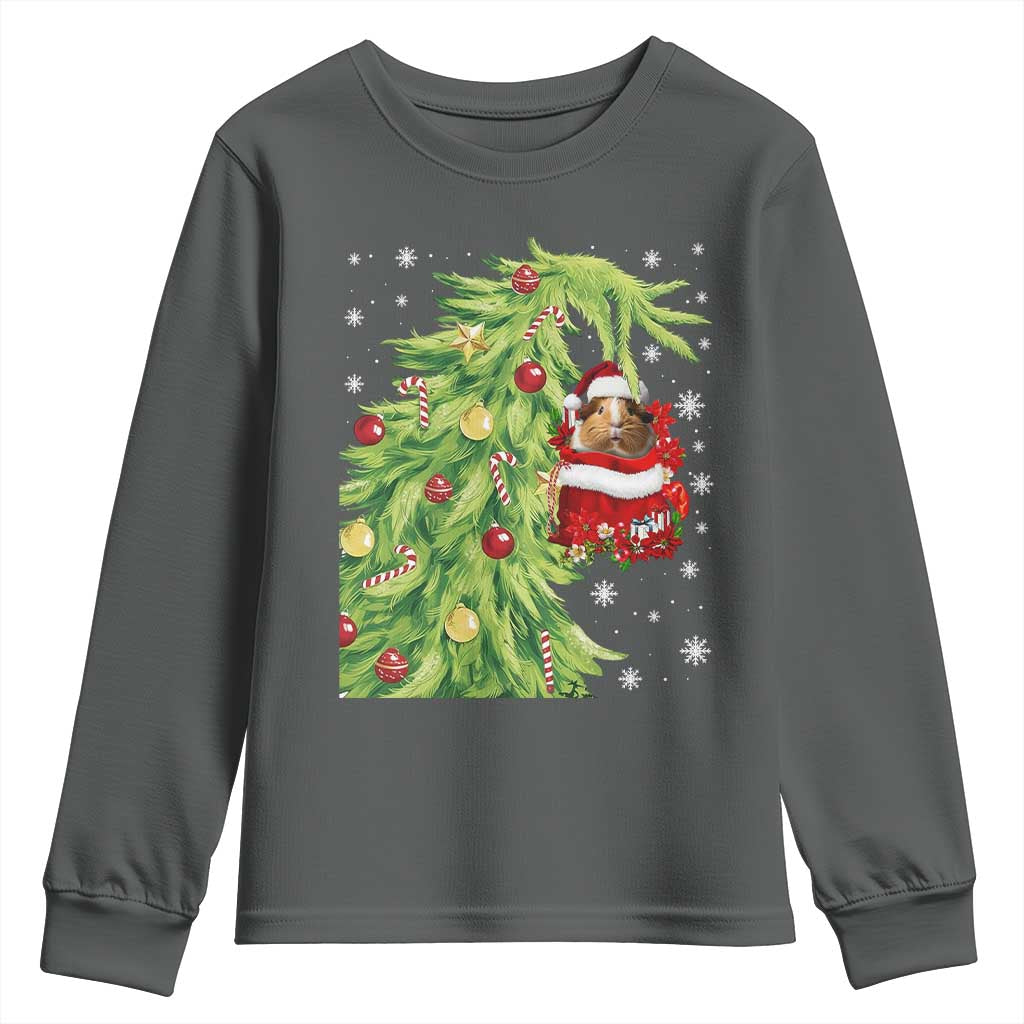 Funny Christmas Guinea In Green Hand Naughty Youth Sweatshirt Cute Pet Lover Gift TS12 Dark Heather Print Your Wear