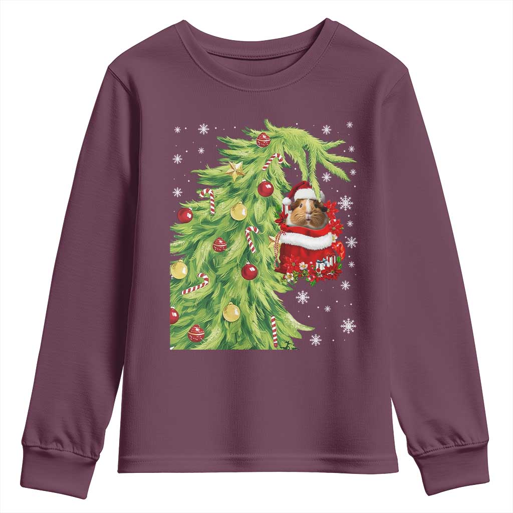 Funny Christmas Guinea In Green Hand Naughty Youth Sweatshirt Cute Pet Lover Gift TS12 Maroon Print Your Wear