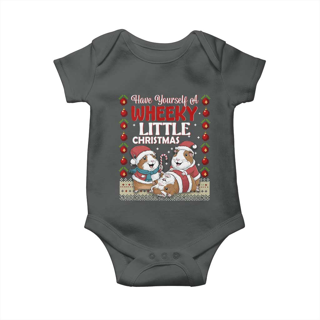 Have Yourself A Wheeky Little Christmas Baby Onesie Funny Guinea Pig Lover TS12 Dark Heather Print Your Wear