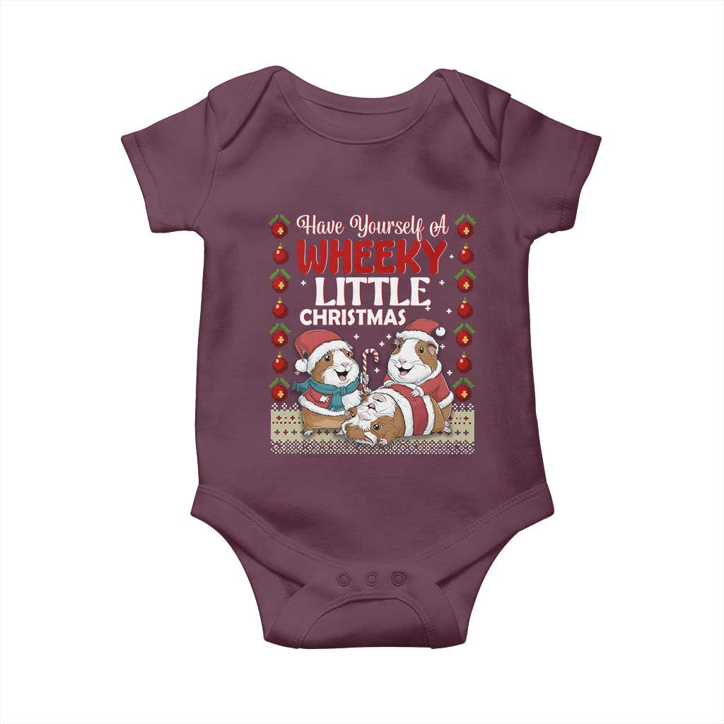 Have Yourself A Wheeky Little Christmas Baby Onesie Funny Guinea Pig Lover TS12 Maroon Print Your Wear
