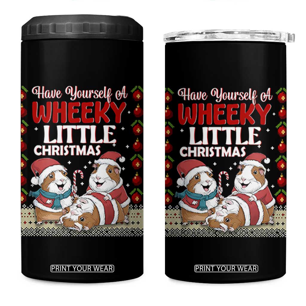 Have Yourself A Wheeky Little Christmas 4 in 1 Can Cooler Tumbler Funny Guinea Pig Lover TS12 One Size: 16 oz Black Print Your Wear