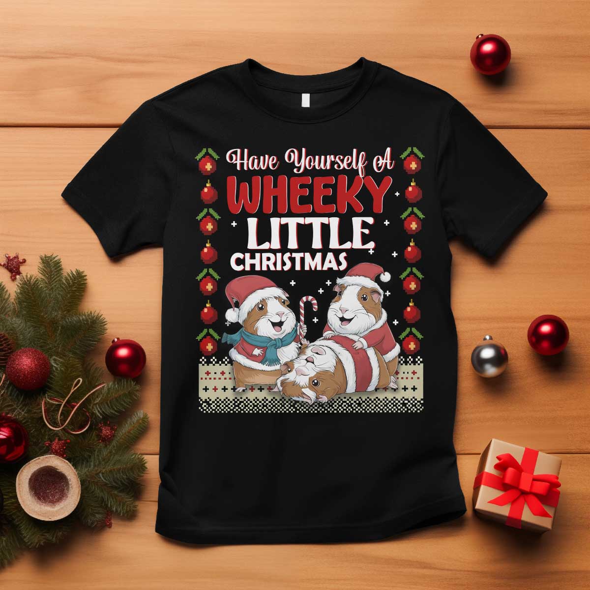 Have Yourself A Wheeky Little Christmas T Shirt Funny Guinea Pig Lover TS12 Black Print Your Wear