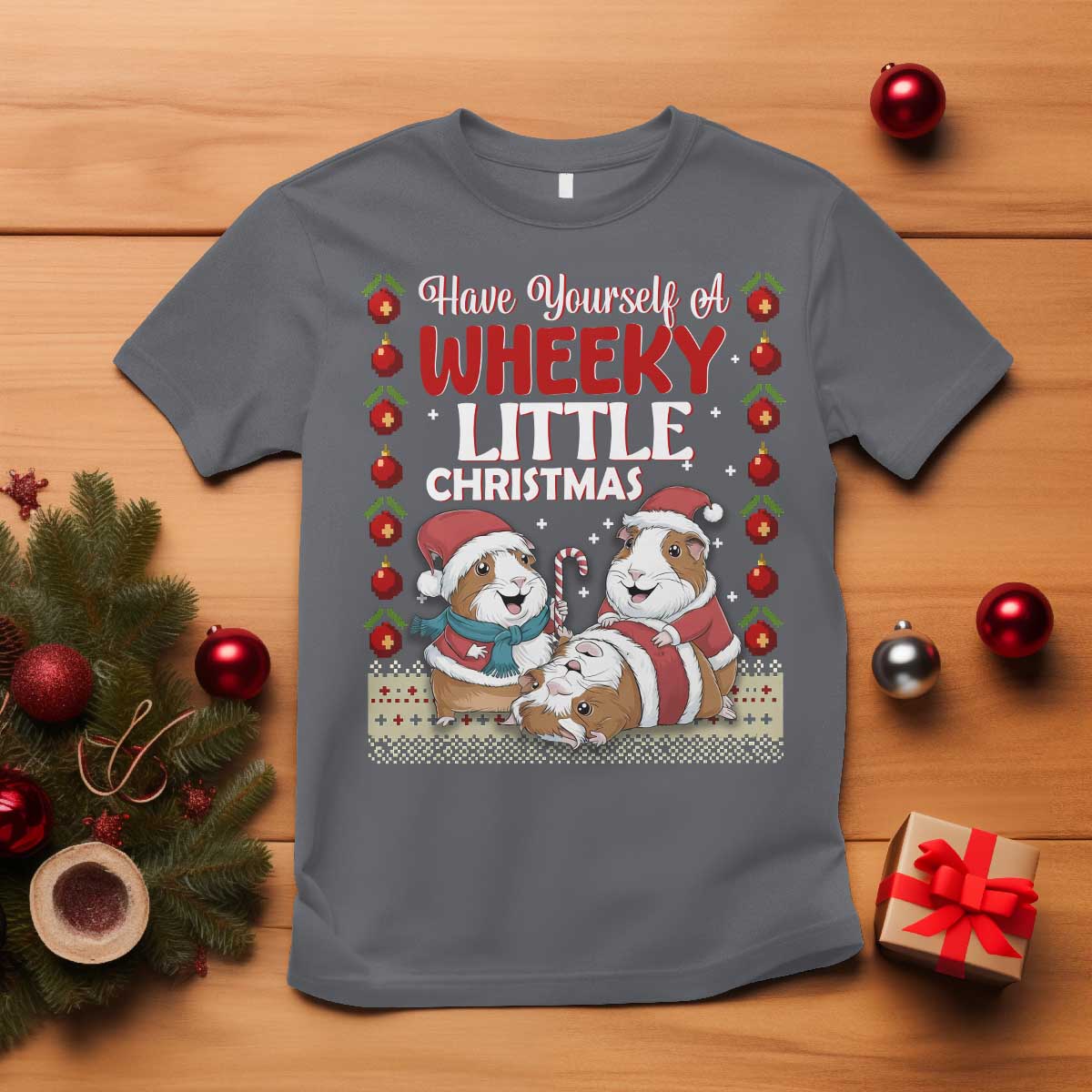 Have Yourself A Wheeky Little Christmas T Shirt Funny Guinea Pig Lover TS12 Charcoal Print Your Wear