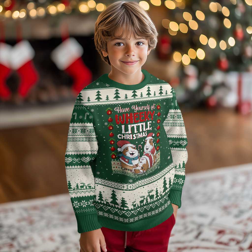 Have Yourself A Wheeky Little Xmas Ugly Christmas Sweater Funny Guinea Pig Lover TS12 Forest Green Beige Print Your Wear