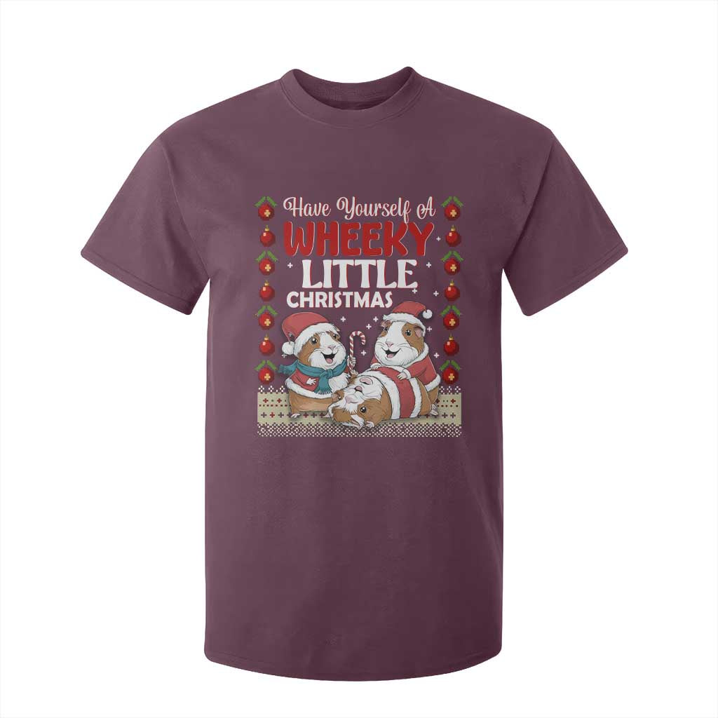 Have Yourself A Wheeky Little Christmas T Shirt For Kid Funny Guinea Pig Lover TS12 Maroon Print Your Wear