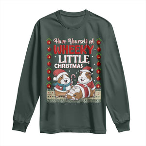 Have Yourself A Wheeky Little Christmas Long Sleeve Shirt Funny Guinea Pig Lover TS12 Dark Forest Green Print Your Wear
