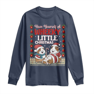 Have Yourself A Wheeky Little Christmas Long Sleeve Shirt Funny Guinea Pig Lover TS12 Navy Print Your Wear