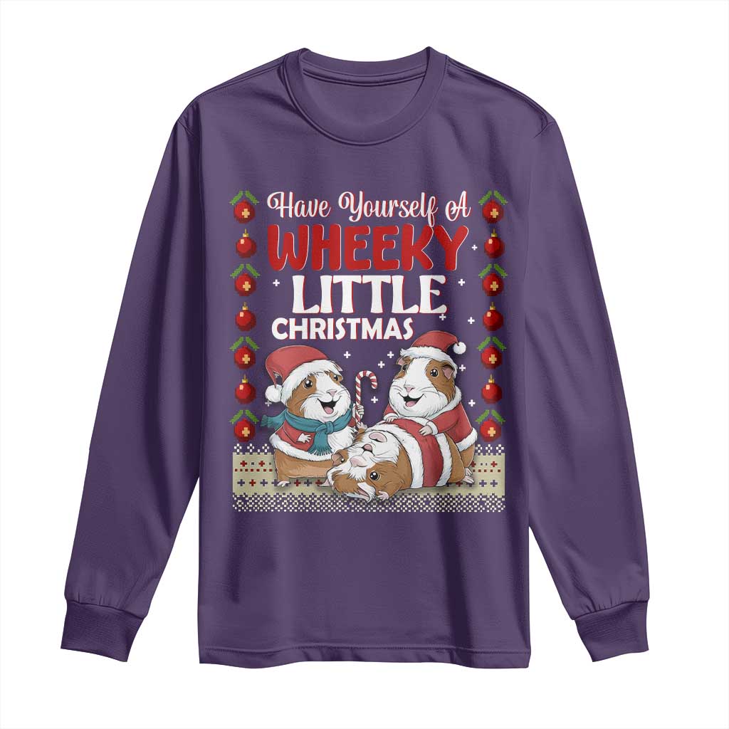 Have Yourself A Wheeky Little Christmas Long Sleeve Shirt Funny Guinea Pig Lover TS12 Purple Print Your Wear