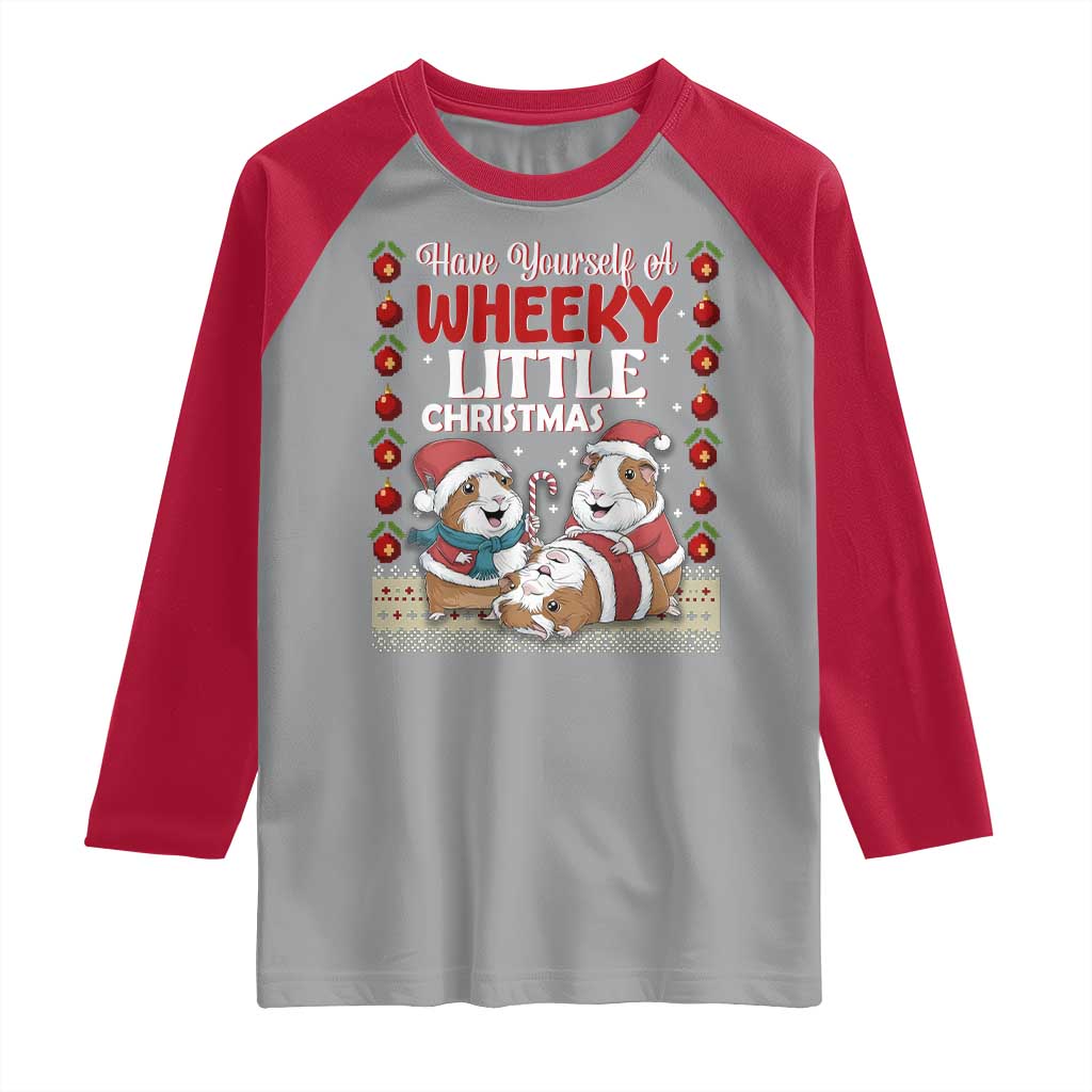 Have Yourself A Wheeky Little Christmas Raglan Shirt Funny Guinea Pig Lover TS12 Sport Gray Red Print Your Wear
