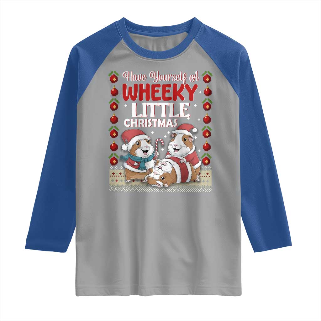 Have Yourself A Wheeky Little Christmas Raglan Shirt Funny Guinea Pig Lover TS12 Sport Gray Royal Print Your Wear