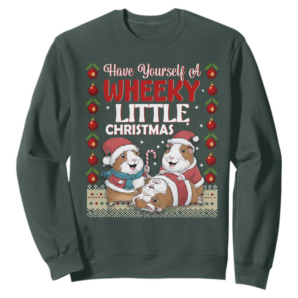 Have Yourself A Wheeky Little Christmas Sweatshirt Funny Guinea Pig Lover TS12 Dark Forest Green Print Your Wear