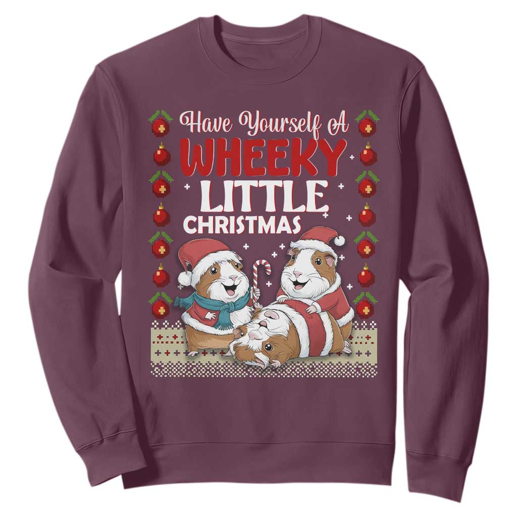 Have Yourself A Wheeky Little Christmas Sweatshirt Funny Guinea Pig Lover TS12 Maroon Print Your Wear