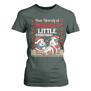 Have Yourself A Wheeky Little Christmas T Shirt For Women Funny Guinea Pig Lover TS12 Dark Forest Green Print Your Wear