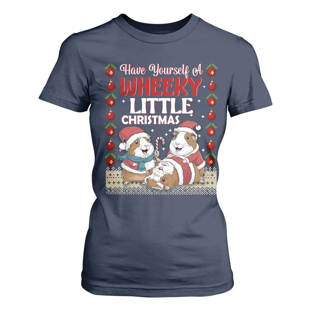 Have Yourself A Wheeky Little Christmas T Shirt For Women Funny Guinea Pig Lover TS12 Navy Print Your Wear