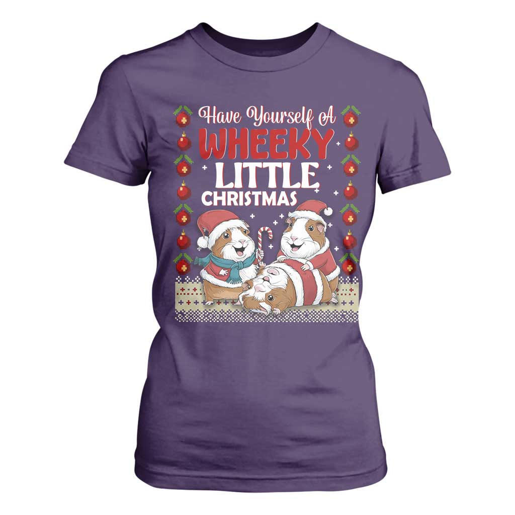 Have Yourself A Wheeky Little Christmas T Shirt For Women Funny Guinea Pig Lover TS12 Purple Print Your Wear
