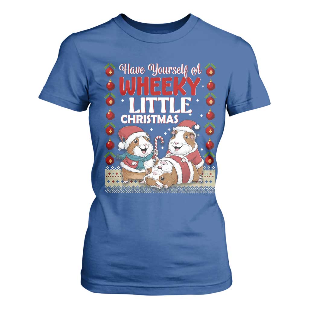Have Yourself A Wheeky Little Christmas T Shirt For Women Funny Guinea Pig Lover TS12 Royal Blue Print Your Wear